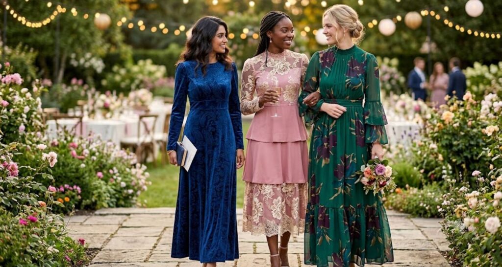 Colors and Prints for Modest Wedding Guest Dresses