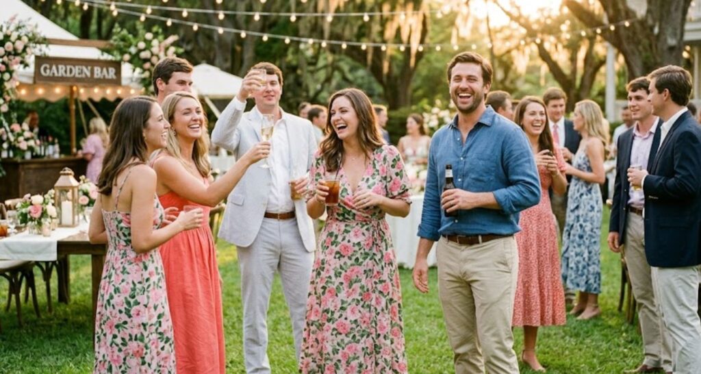 Diverse group of Southern wedding guests of different ages