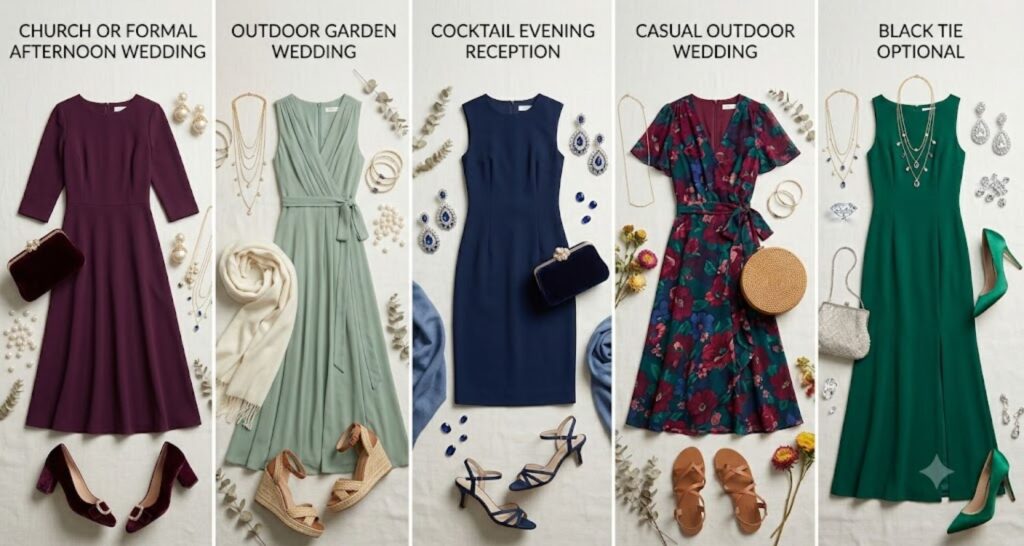complete outfit formulas foor women - Simple Wedding Guest Dress for Over 50