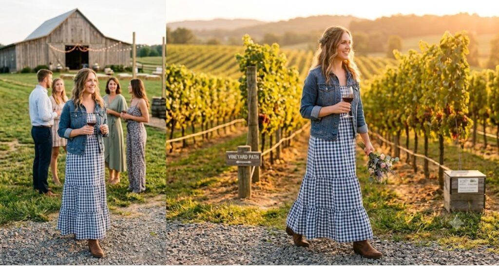 gingham or plaid dress - Country Wedding Guest Outfit Ideas for Women