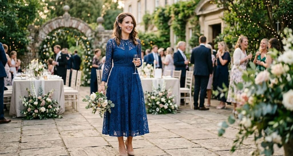 modest wedding guest dress with sleeves