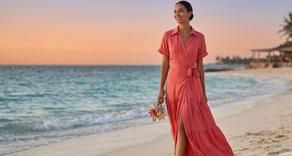 short midi dress - modest wedding guest dress with sleeves