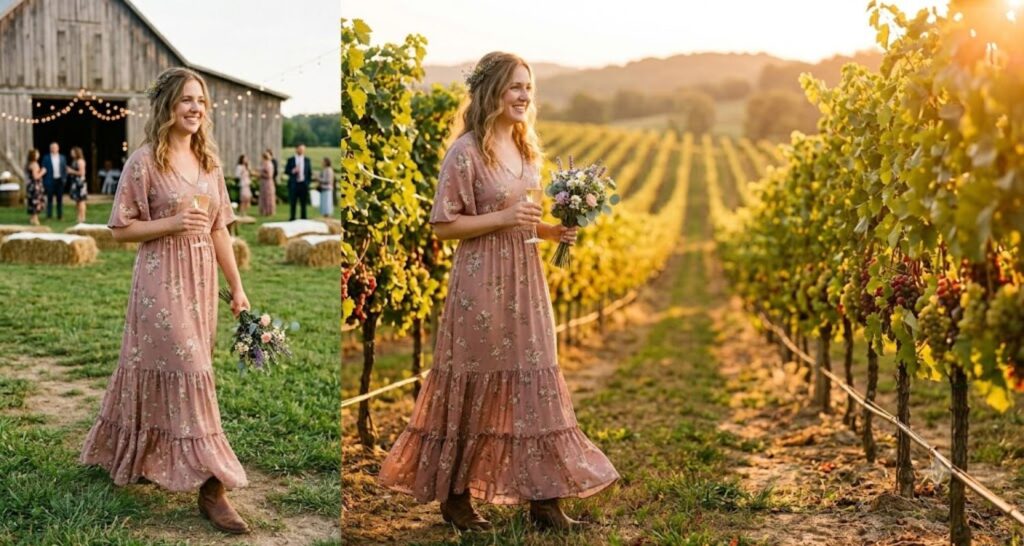boho maxi dress - Country Wedding Guest Outfit Ideas for Women
