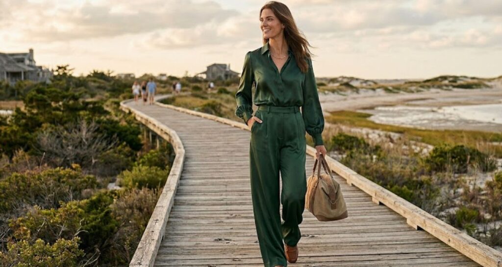 jumpsuit outfit idea for beach wedding as a guest