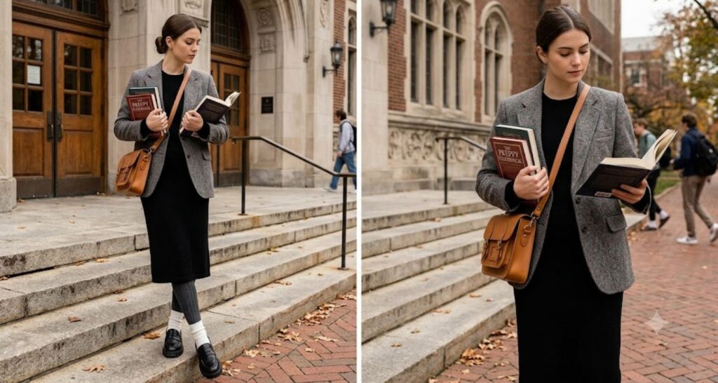 Black Midi Dress with loafers