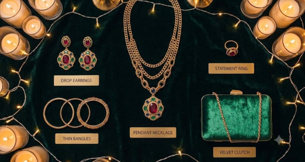 Best jewelry and accessories - winter wedding guest dress not too formal
