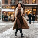 how to style midi dress in winter