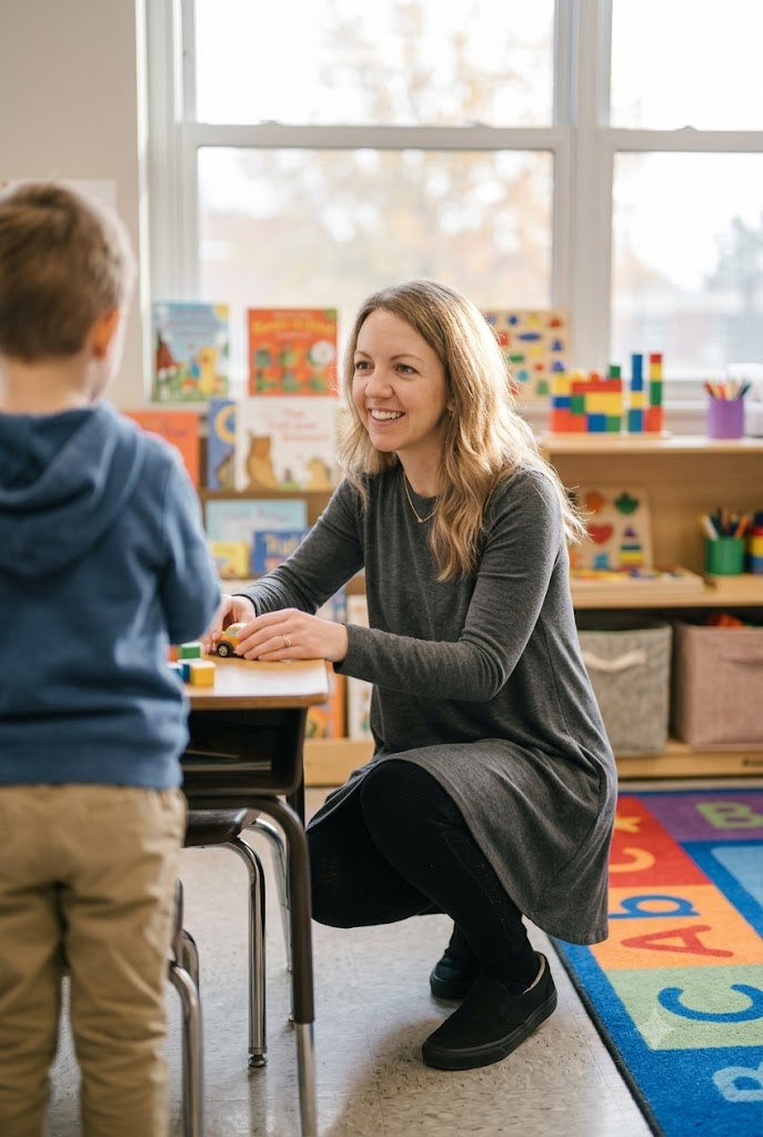 Charcoal swing dress with fleece-lined leggings for kindergarten teachers