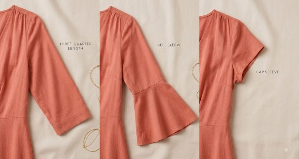 Three-quarter sleeve dress comparison for apple shape