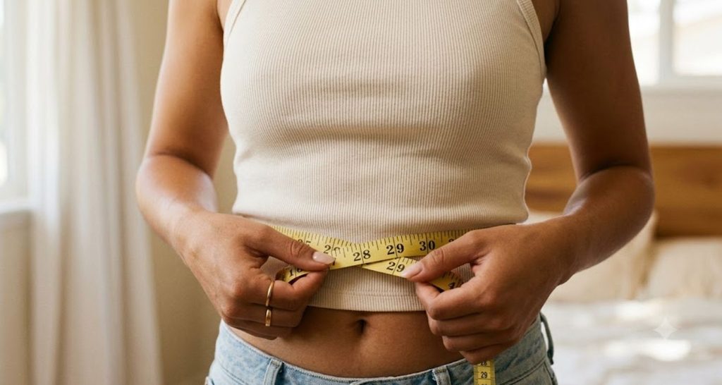 Measuring the natural waist at the narrowest part of the torso