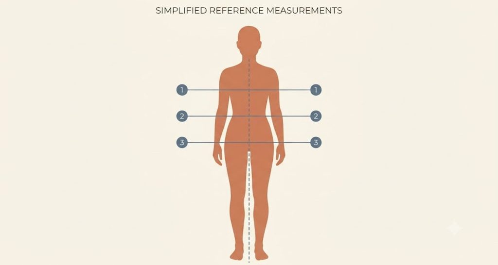Infographic showing where to measure bust, waist and hips to identify a rectangle body shape